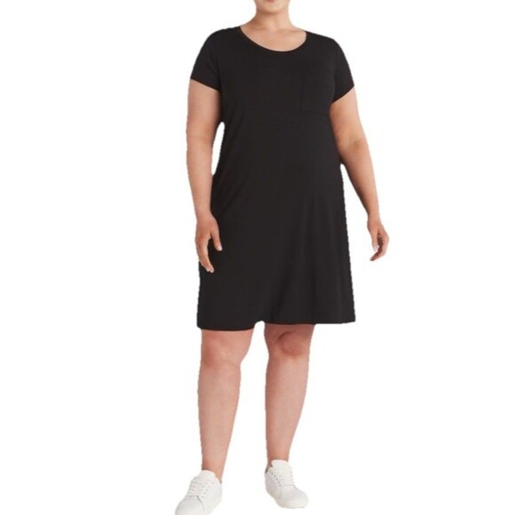Market & Spruce Essential Pocket Tee Shirt Dress Black 2x - Picture 1 of 6
